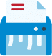 Colorful icon of a paper shredder shredding a document.